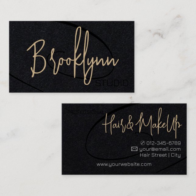 Calligraphy Signature Professional Hair Studio Business Card (Front/Back)