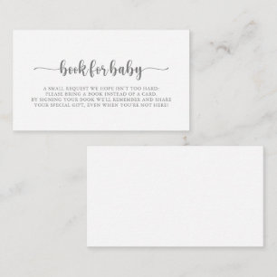 Calligraphy Silver Baby Shower Book Request   Enclosure Card