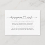 Calligraphy Silver Honeymoon Wish  Enclosure Card<br><div class="desc">This calligraphy silver honeymoon wish enclosure card is perfect for a rustic wedding. The design features a beautiful calligraphy silver font in a white background to embellish your event.</div>