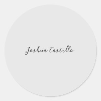 Calligraphy Simple Grey Professional Name Classic Round Sticker