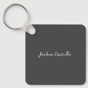 Calligraphy Simple Grey Professional Name Key Ring