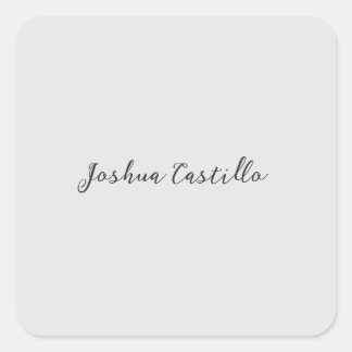 Calligraphy Simple Grey Professional Name Square Sticker