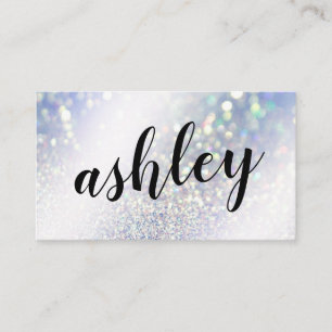 Calligraphy Simple Iridescent Holographic Shimmer Business Card