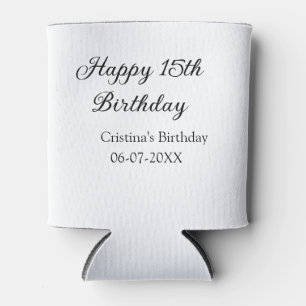 calligraphy simple minimal happy 15th birthday can cooler