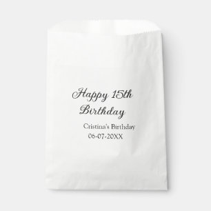 calligraphy simple minimal happy 15th birthday favour bags