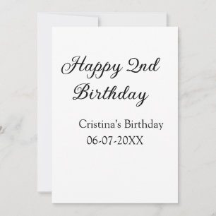 calligraphy simple minimal happy 2nd birthday invitation