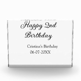 calligraphy simple minimal happy 2nd birthday photo block
