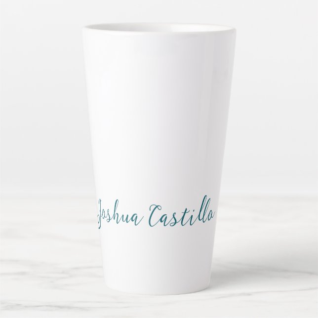 Calligraphy Simple Plain Professional Name Latte Mug (Front)