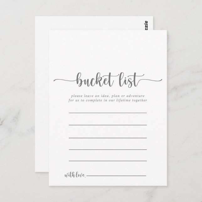 Calligraphy Simple Silver Bucket List Cards (Front/Back)