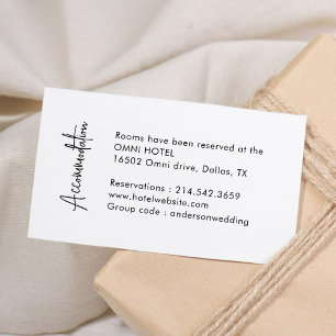 Calligraphy Simple Wedding Accommodations Enclosure Card