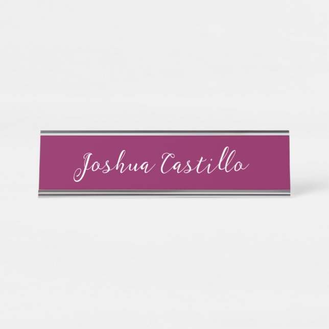 Calligraphy Simple Wine Color Professional Desk Name Plate (Front)