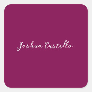 Calligraphy Simple Wine Color Professional Name Square Sticker