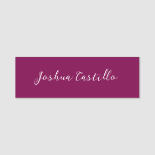 Calligraphy Simple Wine Colour Professional Name Tag