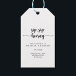 Calligraphy Sip Sip Hooray Bridal Shower  Gift Tags<br><div class="desc">These calligraphy sip sip hooray bridal shower gift tags are perfect for a rustic wedding shower. The simple and elegant design features classic and fancy script typography in black and white.</div>