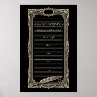 Calligraphy Specimen Plate Vintage Handwriting Poster