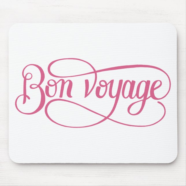 Calligraphy sticker bon voyage mouse mat (Front)