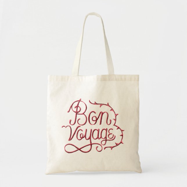 Calligraphy sticker bon voyage tote bag (Front)