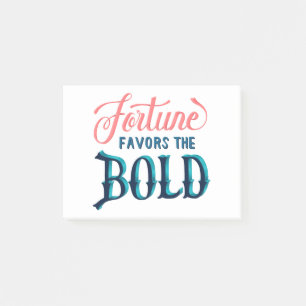 Calligraphy sticker fortune favours the bold Quote Post-it Notes