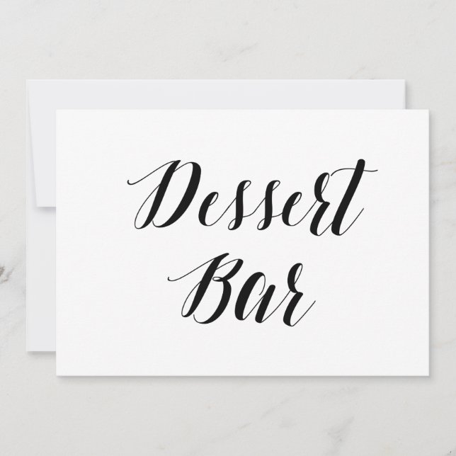 Calligraphy Style "Dessert Bar" Wedding Sign Invitation (Front)