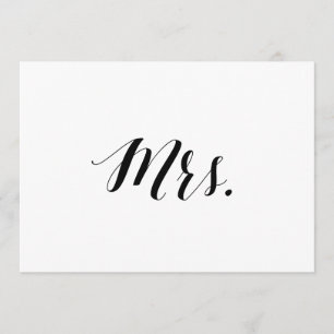Calligraphy Style "Mrs." Wedding Chair Sign Invitation