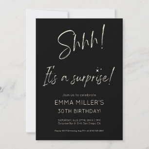 Calligraphy Surprise Birthday Minimalist Invitation
