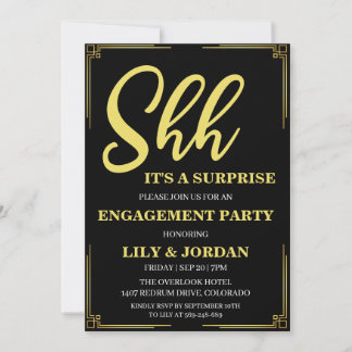 Calligraphy Surprise Engagement Party Invitation