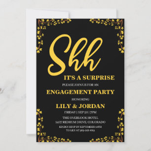 Calligraphy Surprise Engagement Party Invitation