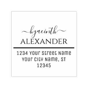 Calligraphy Swash Typography Name Address #2 Self-inking Stamp