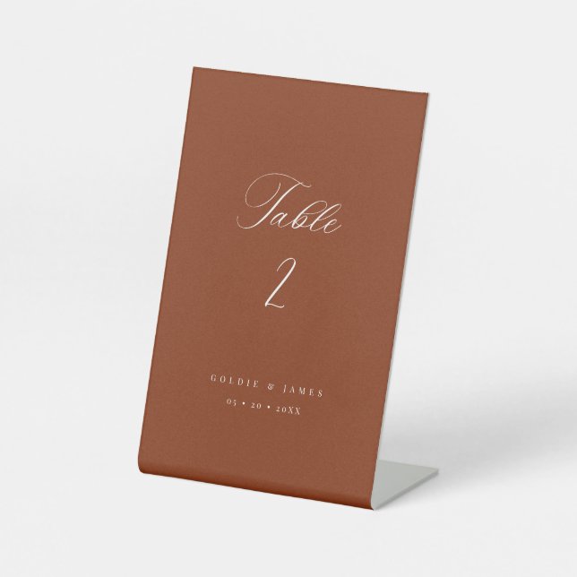 Calligraphy Table Numbers Wedding Pedestal Sign (Front)