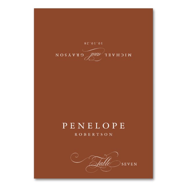 Calligraphy Terracotta Boho Guest Name Place Card (Front)