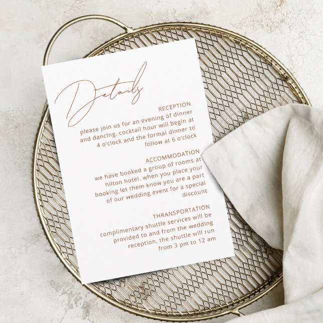 Calligraphy Terracotta Details QR Code Wedding Enclosure Card (Calligraphy Terracotta Details QR Code Wedding Enclosure Card)