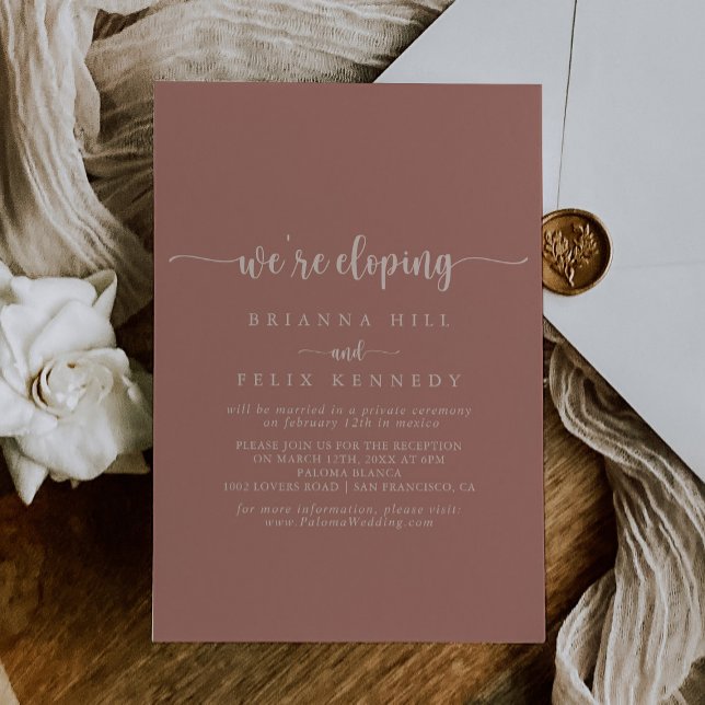 Calligraphy Terracotta Elopement Reception  Invitation (Creator Uploaded)