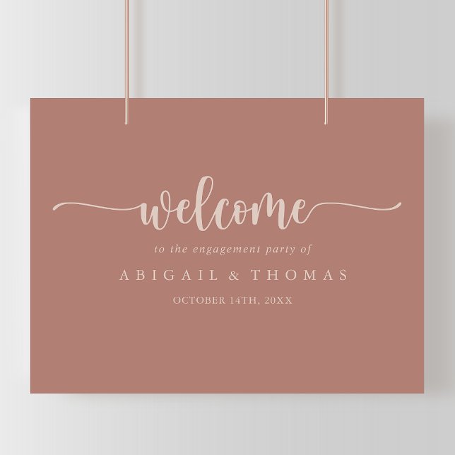 Calligraphy Terracotta Engagement Party Welcome  Poster (Creator Uploaded)
