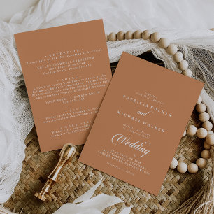 Calligraphy Terracotta Front and Back Wedding Invitation