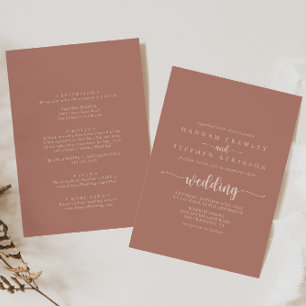Calligraphy Terracotta Front & Back Wedding Invitation