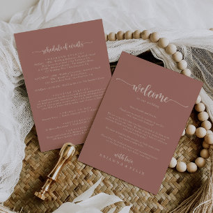 Calligraphy Terracotta Wedding Welcome Letter