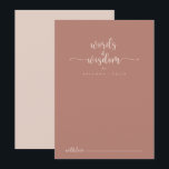 Calligraphy Terracotta Wedding Words of Wisdom  Advice Card<br><div class="desc">This calligraphy terracotta wedding words of wisdom advice card is perfect for a rustic wedding. The simple and elegant design features classic and fancy script typography. These cards are perfect for a wedding, bridal shower, baby shower, graduation party & more. Personalise the cards with the names of the bride and...</div>