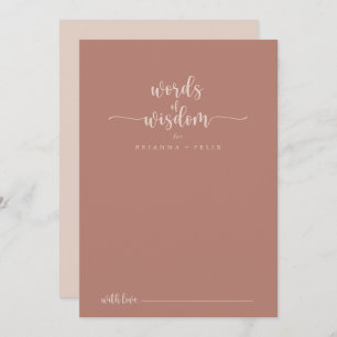 Calligraphy Terracotta Wedding Words of Wisdom  Advice Card