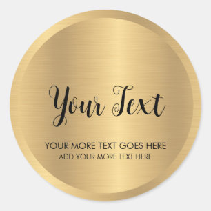 Calligraphy Text Elegant Metallic Look Faux Gold Classic Round Sticker