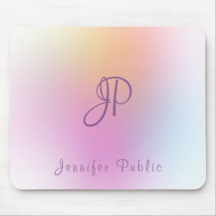 Calligraphy Text Monogram Trendy Colorful Template Mouse Mat