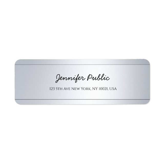 Calligraphy Text Silver Elegant Return Address (Front)