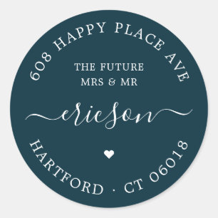 Calligraphy The Future Wedding Return Address Classic Round Sticker
