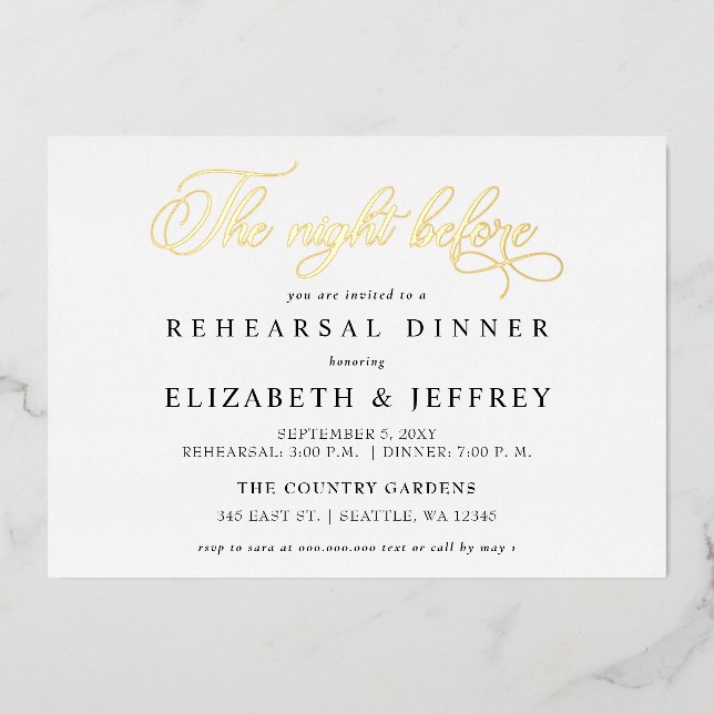 Calligraphy The Night Before Rehearsal Dinner (Front)