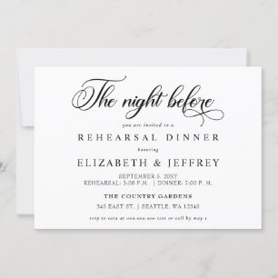 Calligraphy The Night Before Rehearsal Dinner Invitation