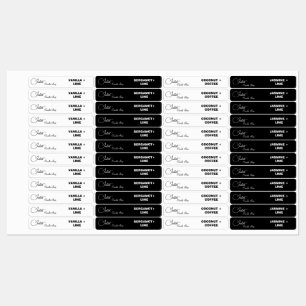 Calligraphy Thin Black & White Candle Label