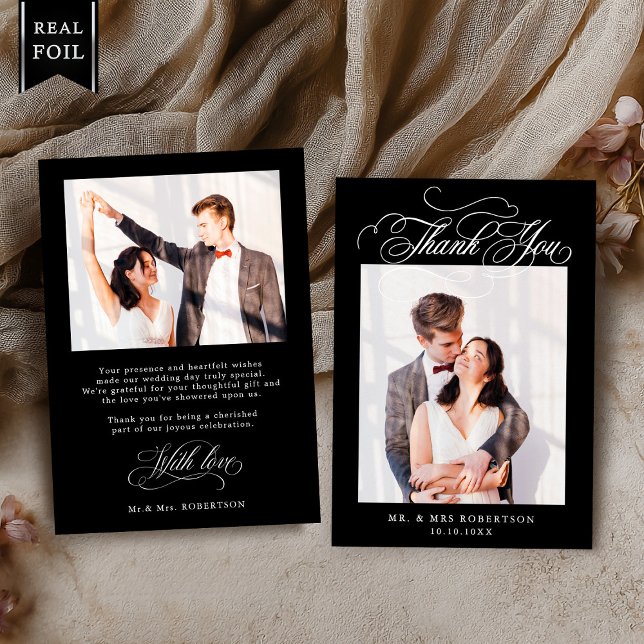 Calligraphy timeless Silver wedding Thank you (Calligraphy timeless Silver wedding Thank you Foil card)