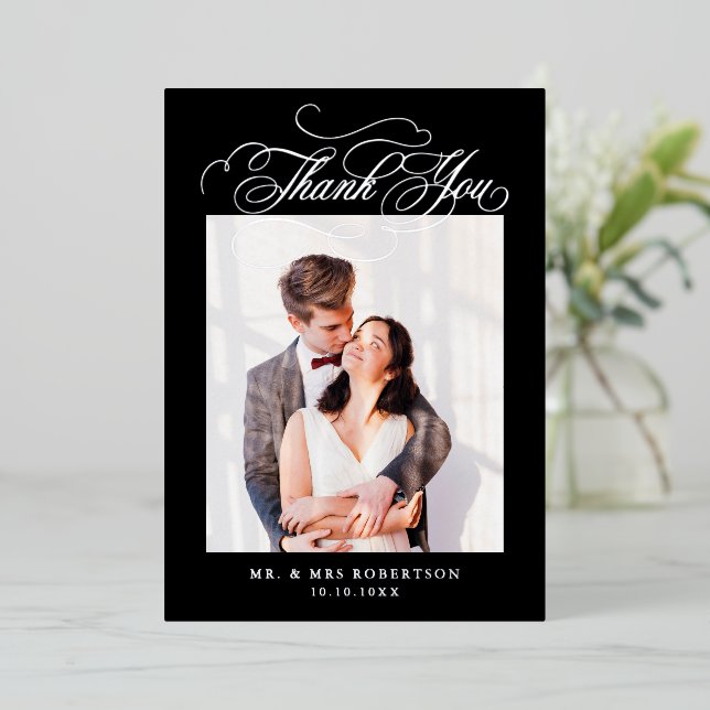 Calligraphy timeless Silver wedding Thank you (Standing Front)