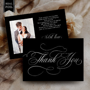 Calligraphy timeless Silver wedding Thank you card