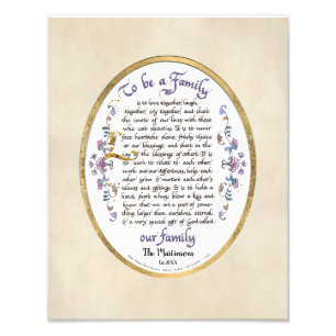 Calligraphy To be a Family Audrey Jeanne w Name Photo Print