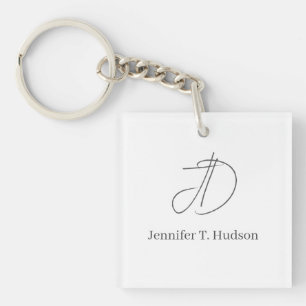 Calligraphy trendy classical monogram  key ring